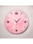 Pembe Renkli Baskı Desenli Sayılı Hediyelik Ahşap Sessiz Duvar Saati 50CM 2