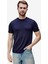 Canary Lacivert Bisiklet Yaka Gofre Baskılı Modal Kumaş Standard Fit Erkek Tshirt 1
