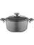 3110 - 2 Parça - Biogranit - 30X13,5 cm 8,7 Litre - Derin Tencere, Gri Gövde, Gri Detay 1