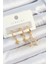 Pirinç Zirkon Taşlı Yıldız Model Gold Renk 3'lü Çift Kadın Küpe Set 1