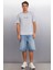 KINGSLEY Erkek %100 Pamuk Baskılı Kısa Kollu Regular Fit Gri T-Shirt 9