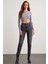 Essie Kadın Bisiklet Yaka Slim Fit Uzun Kollu Crop Lila Bluz 2