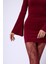 Volan Detay Straplez Mini Bordo Elbise 5
