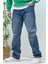 Erkek Beli Lastikli Rahat Kullanım Baggy Kot Pantolon 4
