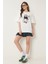 Ayıcık Armalı Pamuklu Oversize Örme T-Shirt Ekru LCR0027 1