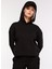 Siyah Kadın Kapüşonlu Düz Sweatshirt GOLA 4