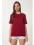 2'li Paket Pamuklu Basic Örme T-Shirt Bordo Kahverengi LAG0002 3