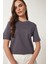 2'li Paket Pamuklu Basic Örme T-Shirt Siyah Füme LAG0002 5