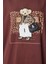 Ayıcık Armalı Pamuklu Oversize Örme T-Shirt Kahverengi LCR0038 4