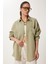Oversize Basic Müslin Gömlek Açık Haki LMX0002 1