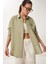 Oversize Basic Müslin Gömlek Açık Haki LMX0002 2