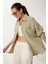 Oversize Basic Müslin Gömlek Açık Haki LMX0002 3