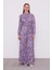 Mor Fırfır Kol Detaylı Elbise 1