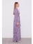 Mor Fırfır Kol Detaylı Elbise 2