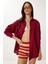 Oversize Basic Müslin Gömlek Bordo LMX0002 1