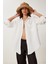 Oversize Basic Müslin Gömlek Ekru LMX0002 3