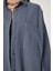 Oversize Basic Müslin Gömlek Antrasit LMX0002 3