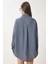 Oversize Basic Müslin Gömlek Antrasit LMX0002 4