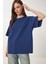 Basic Oversize 2'li Takım Örme T-Shirt Lacivert Taş LHW0007 2