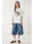 Ayıcık Armalı Pamuklu Oversize Örme T-Shirt Ekru LCR0038 1