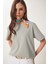 Basic Pamuklu Örme T-Shirt Gri LUS0094 1