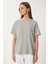 Basic Pamuklu Örme T-Shirt Gri LUS0094 2