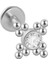 F136 Titanyum Zirkon Taşlı 4 Top Detaylı Tragus Helix Piercing 1
