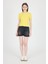 Sarı Inci Kurdele Işlemeli Crop Slim Fit Tişört 2229 3
