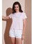Pamuklu Slim Fit Bisiklet Yaka Minimal Işleme Detaylı T Shirt Bayan T Shirt 5866398 6