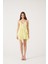 Fırfırlı Boyundan Bağlamalı Mini Lea Elbise Sarı 1