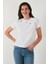 Pamuklu Slim Fit Bisiklet Yaka Minimal Işleme Detaylı T Shirt Bayan T Shirt 5866398 3