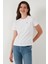 Pamuklu Slim Fit Bisiklet Yaka Minimal Işleme Detaylı T Shirt Bayan T Shirt 5866398 4