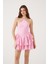 Fırfırlı Halter Yaka Mini Keira Elbise Pembe 4