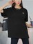 Siyah Oversıze Airplane Uçak Baskılı Bol Kesim Tshirt 1