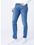 Düşük Bel Slim Fit Düz Mavi Erkek Denim Pantolon - 5159 3