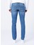 Düşük Bel Slim Fit Düz Mavi Erkek Denim Pantolon - 5159 4