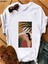 Beyaz Oversıze Kadın Tasarım Baskılı Bol Kesım Tshirt 1