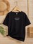 Siyah Oversıze Üçlü Minimal Kalp Baskılı Bol Kesım Tshirt 1