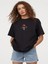 Mantar Kız Ön Baskılı Oversize Siyah Tshirt 1