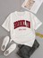 Kırmızı Yazı Baskılı New York Brooklyn Beyaz Oversıze Unısex Tshirt 1