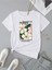 Beyaz Oversıze Tasarım Flowers Baskılı Bol Kesım Tshirt 1