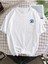 Beyaz Oversıze Minimal Dalga Baskılı Bol Kesım Tshirt 1