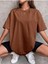 Düz Baskısız Bisiklet Yaka T-Shirt Unısex Oversıze Tshırt Bol Kesim Tshirt 1