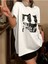 Unisex Kedi Surat Baskılı Oversize %100 Pamuk T-Shirt 2