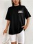 Unisex Siyah Grow Through It Baskılı Oversize %100 Pamuk T-Shirt 3