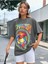 Unisex Taş Gri Happiness Baskılı Oversize %100 Pamuk T-Shirt 4