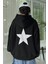 Unisex Yıldız Baskılı Oversize Pamuklu Kışlık Kapüşonlu Sweatshirt Hoodie 3