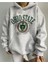 Unisex Gri Baskılı Oversize Kapüşonlu Pamuklu Kışlık Sweatshirt Hoodie 1