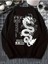 Unisex Dragon Baskılı Oversize Bisiklet Yaha Sweatshirt Hoodie 1