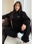 Unisex Siyah Fetch Baskı Oversize Alt Üst Eşofman Takımı 1